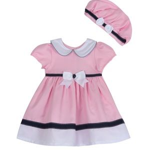 Sailor style dress - pink, white and navy